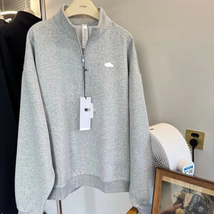 Q1 Winter Sporty <strong>Men's</strong> 100% Cotton Quarter-zip Suit Half-zip <strong>Pullover</strong> and Pants - Product Image 1
