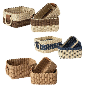 Lot de 3 paniers de rangement naturels tissés à la main en gros - Product Image 6
