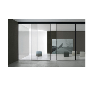 Système d'entrée en verre sans cadre personnalisé OUTUS avec fonction d'ouverture intelligente pour <span class=keywords><strong>porte</strong></span> <span class=keywords><strong>coulissante</strong></span> en verre résidentielle - Product Image 1