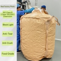 Sac tubulaire géant BRC beige 2 boucles FIBC avec bec de remplissage et de décharge, doublure PE, résistant à l'humidité pour aliments, matières premières et additifs, emballage en vrac pour transport maritime