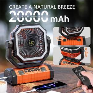 Ventilatore da Tavolo Portatile XINSITE Ricaricabile a Energia Solare con Luce LED e Telecomando, Lampada da Campeggio per Attività all'Aperto - Product Image 2