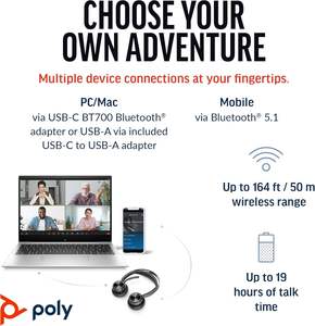 <span class=keywords><strong>Casque</strong></span> <span class=keywords><strong>sans</strong></span> <span class=keywords><strong>fil</strong></span> Poly Voyager Focus 2 UC avec micro et support de charge (<span class=keywords><strong>Plantronics</strong></span>) -Annulation active du bruit (ANC) 77Y90AA,214433-02M - Product Image 5