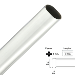 Barra ovale cromata per armadio 15x22 mm (barra da 3,0 metri) - Product Image 1