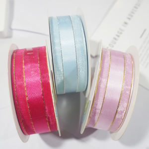 Logo personalizzato in poliestere <span class=keywords><strong>Metallia</strong></span> bordo nome Logo stampato nastro Organza per imballaggio decorazione - Product Image 3