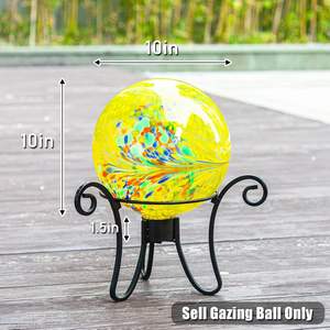 Boule de verre tourbillonnante jaune Craft Exim de 10 pouces, élégante, autoportante, pour la décoration de jardin, pelouse, cour extérieure, facile à nettoyer - Product Image 3