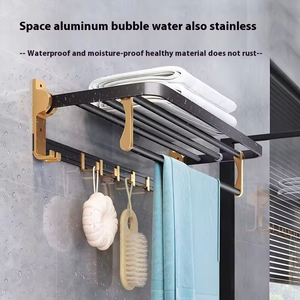 Tekli Siyah Altın Modern Paslanmaz Çelik Havlu Askısı Yapışkanlı Duvara Monte Banyo Havlu Askılığı Deliksiz Banyo - Product Image 3