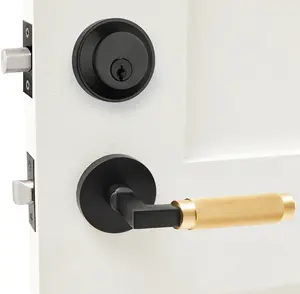 Çin toptan kapı kilidi kolu silindir anahtar gri siyah bitirir kapı mandalı kilit kolu lüks Modern iç kapı kolu