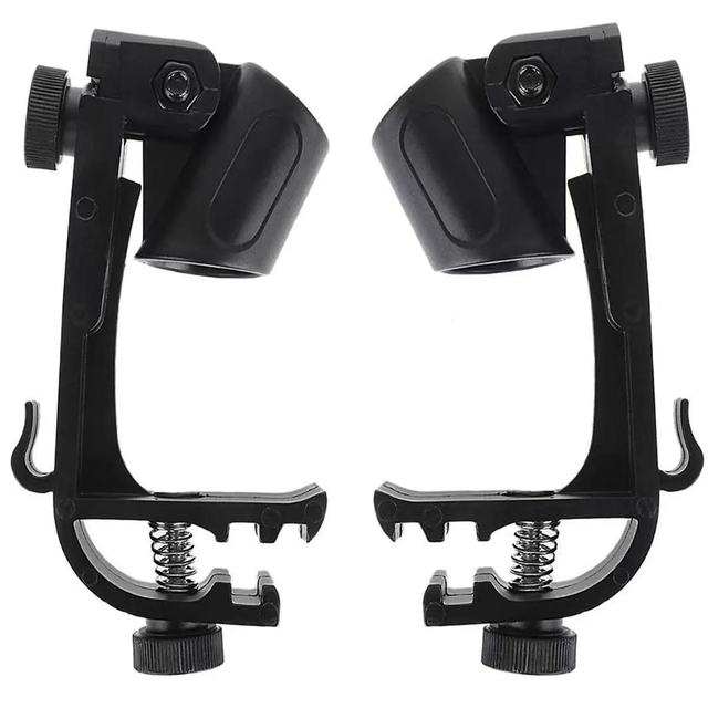 HVE 2-Pack ABS 180 Degree Adjustable Clip on Drum Rim Shock Mount Microphone Mic Clamp Holder for Drum Kit Live Studio Recording