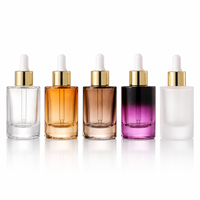 Flacon compte-gouttes personnalisé en verre dépoli rose et violet de 30 ml (1 oz) à épaule plate pour sérums cosmétiques et huiles essentielles