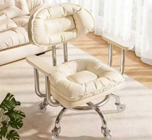 Tabouret de salon, tabouret à roulettes, tabouret bas, tabouret à roulettes universelles, petit tabouret, tabouret haut de gamme avec dossier, petite chaise - Product Image 3