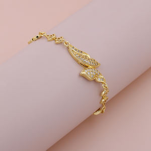 Pulseras <span class=keywords><strong>de</strong></span> <span class=keywords><strong>Otoño</strong></span> e Invierno, Pulsera <span class=keywords><strong>de</strong></span> Mariposa con Circonita, Baño <span class=keywords><strong>de</strong></span> Oro, Hebilla <span class=keywords><strong>de</strong></span> Latón, Joyería Sin Decoloración - Product Image 1