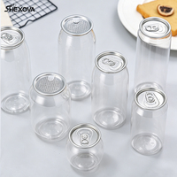 Bouteilles en plastique personnalisées en gros de 330 ml et 500 ml pour jus de fruits, soda, pots PET, boîtes en plastique à ouverture facile pour gâteaux, avec couvercle en aluminium, boîtes PET