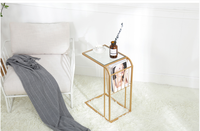 Vente en gros Canapé en bout de verre rectangulaire en métal doré Tables basses d'appoint Jardin Intérieur