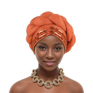 Go Party Chapeaux Africains 15 Couleurs Style Ethnique Cousus Main Perles Tresses Turbans Couleur Unie Bonnets Bandanas Coiffes - Product Image 4