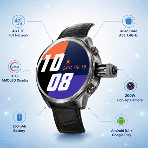 Montre connectée 4G LTE W7 Quad Core 1,73 pouces AMOLED Android 8.1, 800 mAh, caméra pop-up, GPS, BT, WiFi, moniteur de fréquence cardiaque - Product Image 4