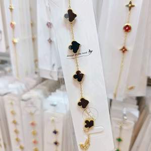 Bracciale da Donna con <span class=keywords><strong>Quadrifoglio</strong></span> a Cinque Fiori, Vendita Transfrontaliera, Pietra Naturale, Non Sbiadisce, Gioiello di Lusso Leggero e di Alta Gamma - Product Image 5