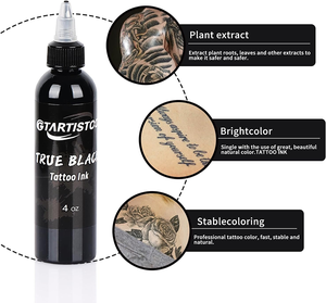 Tinta de Tatuaje Negra GTARTISTOO, Suministros Profesionales, 120 ml, Pigmento Vegano - Product Image 4