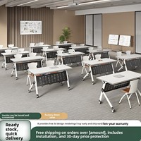 Table de conférence modulaire pliable et mobile HYZ-230X avec combinaison de chaises, design moderne, matériau MFC pour bureau et formation