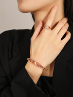 Ensemble de bracelet et bague en laiton plaqué rhodium BRIDETALK, zircon classique, mariage, fiançailles, anniversaire, cadeau de fête, résistant au ternissement