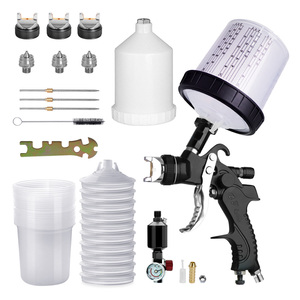 HVLP Air <b>Spray</b> Gun <b>Set</b> Gravity Feed Paint Sprayer with Air Regulator Cups for Automotive Furniture Painting - Product Image 5
