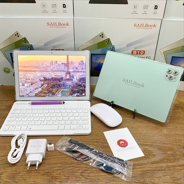 New Model Tablet Pc SAILBook B10 10.1-inch with Keyboard and Mouse WiFi 2sim 6+256GB Android Smartp Tablet