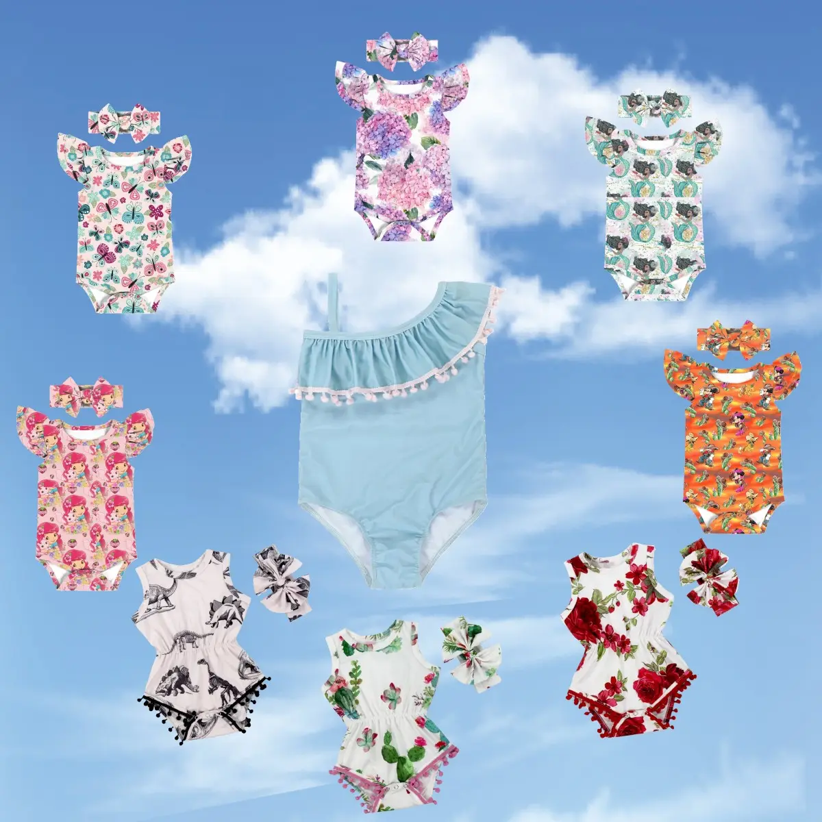 Mooie Vlinder Baby Flutter Mouw Romper Katoen Zomer Baby Rompertjes Boutique Baby Kleding China Met Wedstrijd Knoop Hoofdband