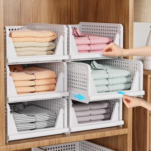 Multifunktion aler stapelbarer Aufbewahrung skorb Tragbarer Aufbewahrung organisator Faltbare Kleider schublade Aufbewahrung sbox für Schrank garderobe - Product Image 4