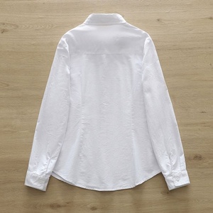 Camisas Oxford de Algodón de Manga Larga para Mujer, Cuello Solapa, Bolsillos, Color Sólido, Blusa con Botones, Ropa, Camisa Básica - Product Image 5