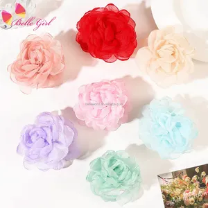 BELLEWORLD bulk new trend high end flower hair accessories fabric claw clip jelly color resin dry flower hair claws for women