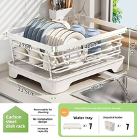 Égouttoir à vaisselle en acier inoxydable 304 grande capacité pour comptoir de cuisine avec porte-couverts pour rangement domestique