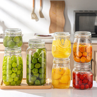 Bocaux en verre transparent à couvercle basculant, contenants hermétiques multi-usages pour cornichons, fruits, légumes et aliments fermentés faits maison
