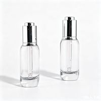 Flacon compte-gouttes en verre vide de 30 ml avec pipette à tête ronde, flacon cosmétique en verre pour huile avec couvercle pompe en aluminium