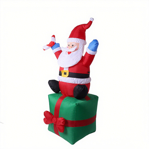 Figura Inflable Luminosa <span class=keywords><strong>de</strong></span> Papá Noel con LED <span class=keywords><strong>de</strong></span> 1.8 Metros, Modelo <span class=keywords><strong>de</strong></span> <span class=keywords><strong>Navidad</strong></span> Sentado en Árbol Navideño con Bolsa <span class=keywords><strong>de</strong></span> Regalo <span class=keywords><strong>de</strong></span> Bienvenida y Bastón - Product Image 3