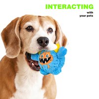 Jouet pour chien en peluche brodé et couineur, jouet à mâcher rebondissant avec noyau de balle élastique, jouets sûrs pour chiots pour le nettoyage des dents