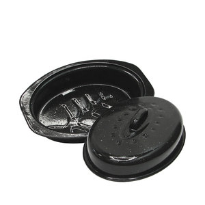 Bermin 13 Pouces Conception Personnalisée logo Antiadhésif Dinde Cuisson Émail Rôtissoires Marmites Ensemble Dinde Cuisinière Friteuse Rôtissoire - Product Image 1