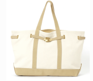 Sac fourre-tout en toile vintage avec fond robuste et quincaillerie dorée personnalisée, style charme côtier en coton naturel - Product Image 1