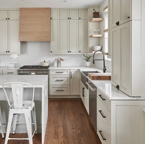 Gabinetes de <span class=keywords><strong>Cocina</strong></span> Personalizados en Forma de L de Lujo Balom, Puertas Shaker de Madera Sólida, Estilo Moderno Transicional, Muebles de <span class=keywords><strong>Cocina</strong></span> Completos - Product Image 4