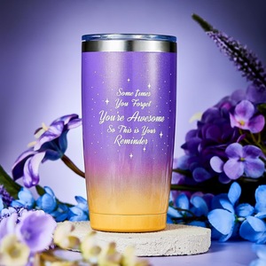 Set Regalo per la Cura Personale Donna Oro Viola, con Tumbler Ombre, Candela, Sapone Diamantato, Bomba da Bagno Rosa, Barattolo di Sale e Biglietto 'You're Awesome' - Product Image 4