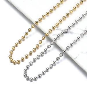 Collier unisexe en acier inoxydable plaqué or 18 carats avec chaîne de perles en forme de boule, idéal pour un usage quotidien - Product Image 1