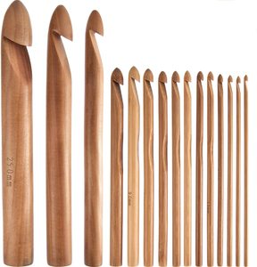 NOUVEAU Pack de <span class=keywords><strong>15</strong></span> crochets en bambou, kit de tricot faits à la main, aiguilles à <span class=keywords><strong>tricoter</strong></span>, fil à tisser, artisanat, diamètre de 3 à 25 mm - Product Image 5