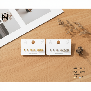 Boucles d'oreilles Zi Stud 4mm 6mm 8mm en acier inoxydable, ensemble de boules pour femmes, accessoire de bijouterie - Product Image 2