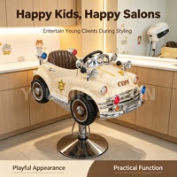 Chaise de barbier pour enfants rétro en forme de voiture de police, réglable en hauteur hydrauliquement, chaise de coiffure pour enfants
