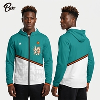 Veste d'entraînement personnalisée à capuche et fermeture éclair intégrale 100 % polyester pour le football, le basketball, la course à pied, le fitness et l'échauffement d'équipe
