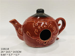 Steengoed Creatieve Groene Theepot Vorm Vogelhuis Voor Tuindecoratie - Product Image 2
