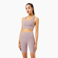 Yüksek bel Crotchless Yoga spor şort cepler ile kadınlar koşu egzersiz spor spor salonu şort Gymshark şort
