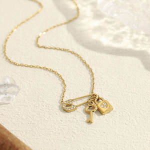 Colliers en acier inoxydable 316L sur mesure, plaqués or 14K 18K PVD, bijoux fins, pendentifs à clip en zircon pour femmes - Product Image 3