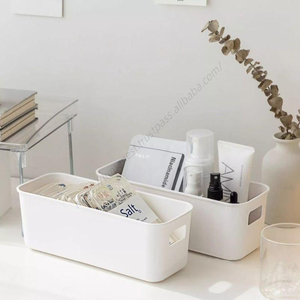 Panier de rangement en plastique blanc Proins pour articles divers, boîte de rangement rectangulaire moderne pour collations, conteneur de bureau pour la maison et le bureau - Product Image 1