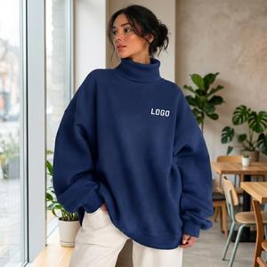 Sweat-shirt à col montant oversize de qualité supérieure pour femmes, style streetwear tendance, coupe régulière, pour un usage décontracté en extérieur - Product Image 1