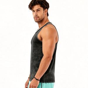 Débardeur pour homme lavé, logo personnalisé, haute qualité, 100% coton pur, débardeur pour homme - Product Image 1