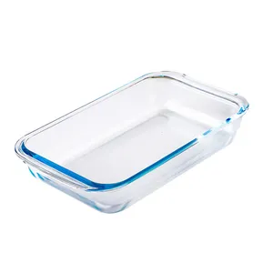 Utensilios de cocina de vidrio de capacidad de 3 cuartos de galón, plato para hornear rectangular adecuado para servir y almacenar